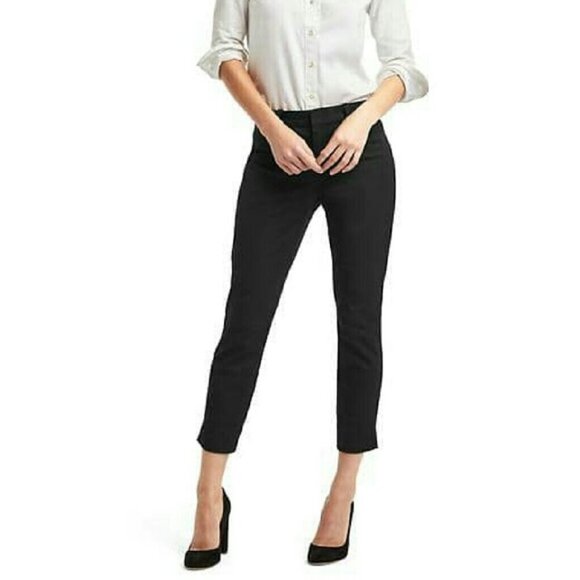 GAP Slim Cropped Two-Way Stretch Ankle Low-Rise Pants Black Size 0 - Picture 1 of 13